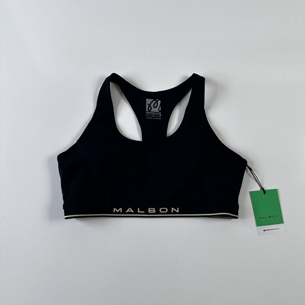 NEW Malbon Golf Gabriella Sports Bra Women's Black Size Large